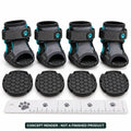 Padkind Sling concept render: four paw sleeves with replaceable hex-grip pads and measuring guide (AI concept, not a finished product)