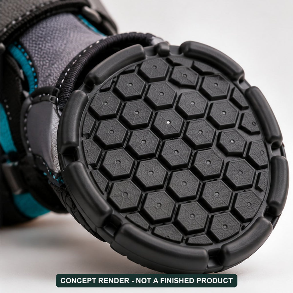 Padkind replacement pad concept render: underside hex-grip texture (AI concept, not a finished product)