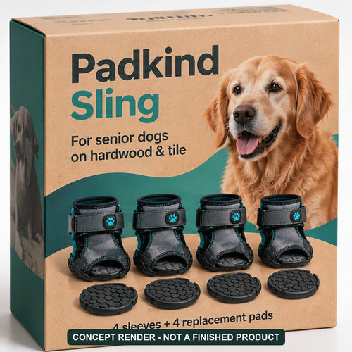 Padkind Sling packaging concept render (AI concept, not a finished product)