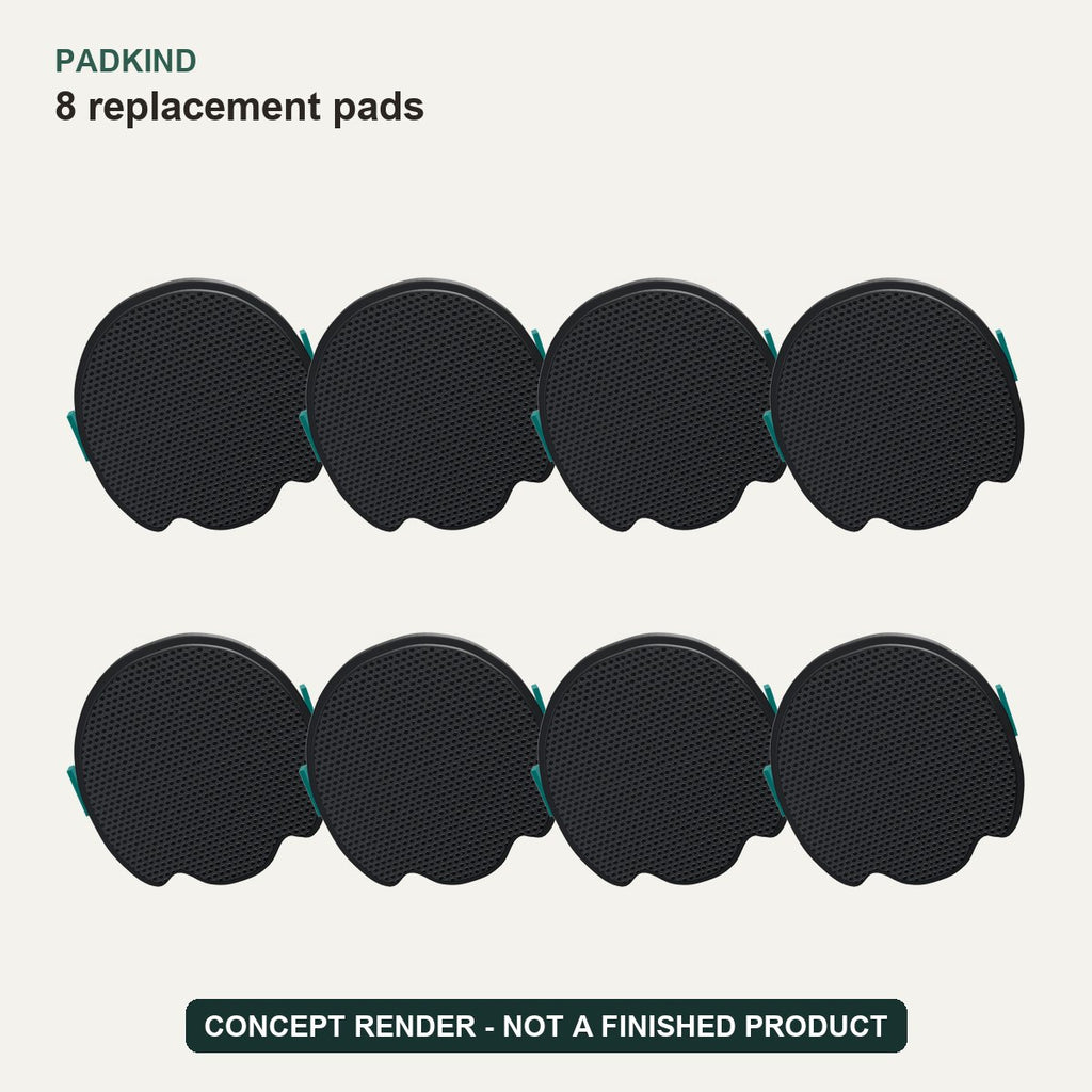 Concept render: 8 Padkind replacement pads - not a finished product