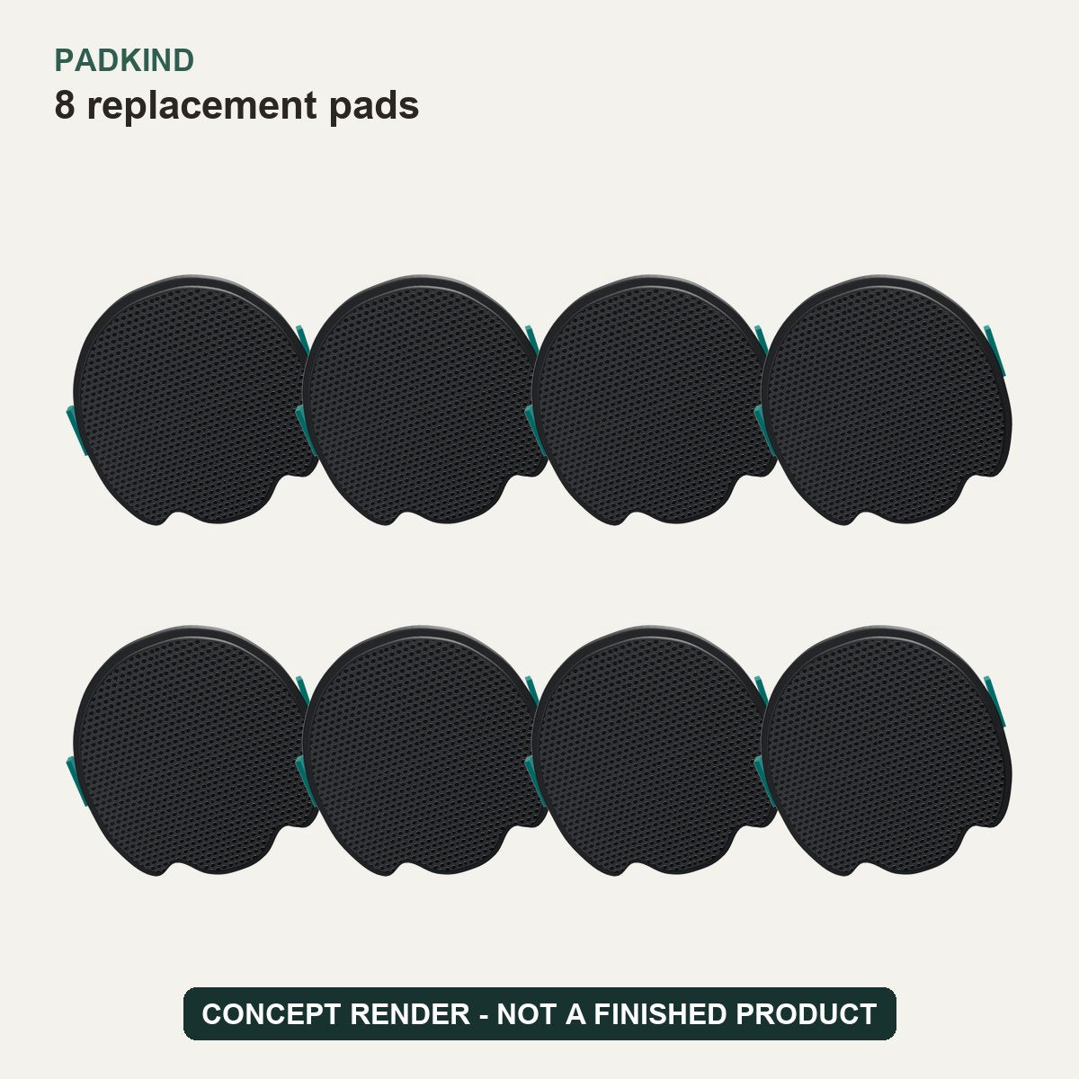 Concept render: 8 Padkind replacement pads - not a finished product