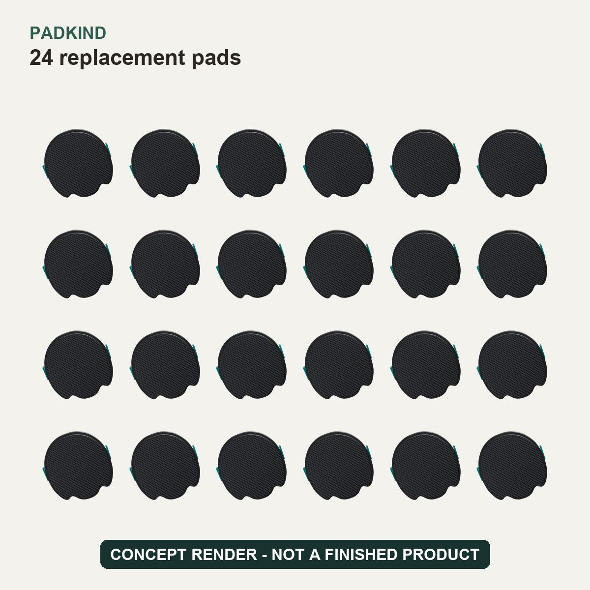 Concept render: 24 Padkind replacement pads - not a finished product